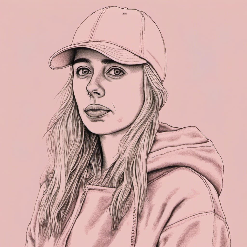 Ink Line Art of a Trans Woman with Blond Hair