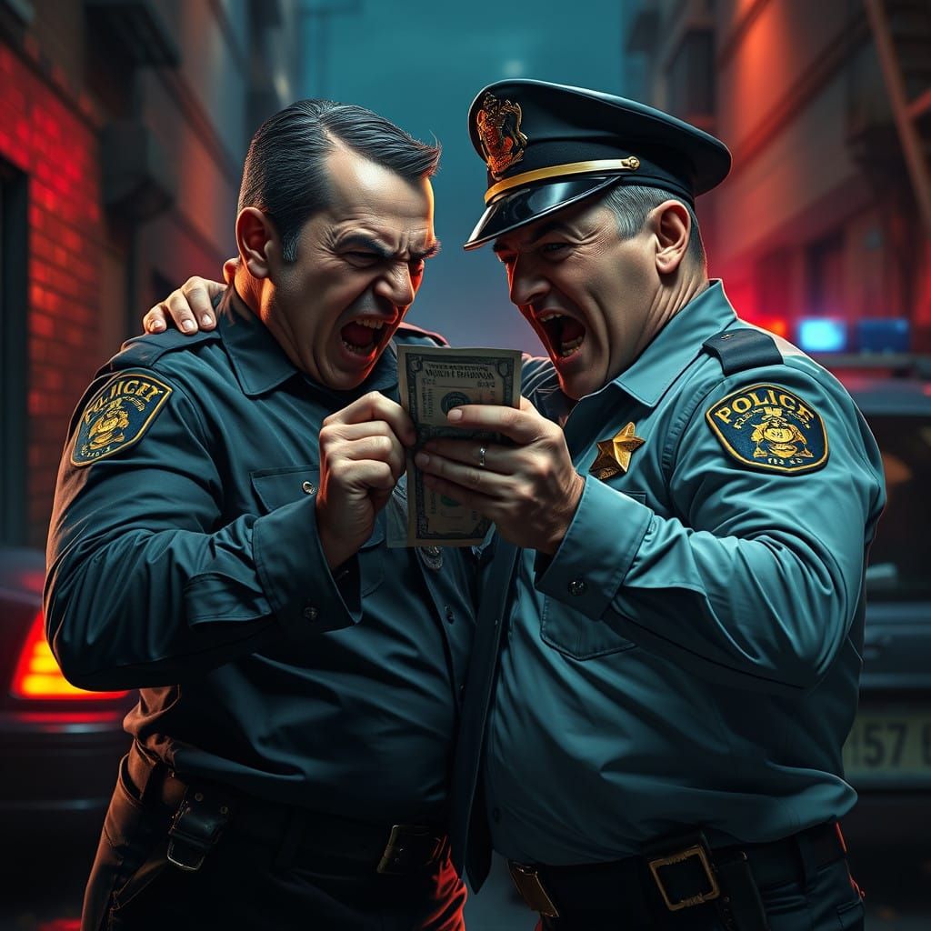 Twisted Police Officers Engage in Greedy Struggle over $100...