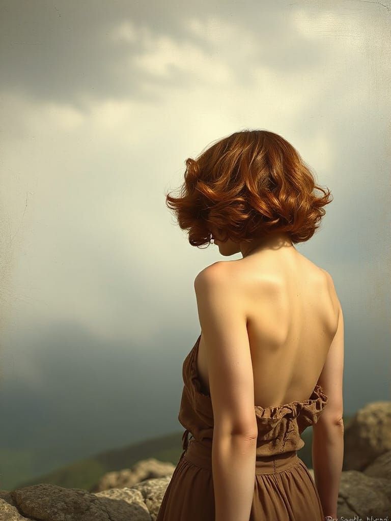 Redhead Goddess in Hazy Dreamlike Scene