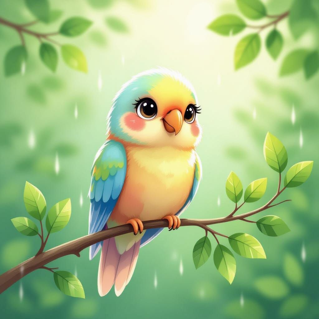 Cute Pastel Parrot in Morning Light