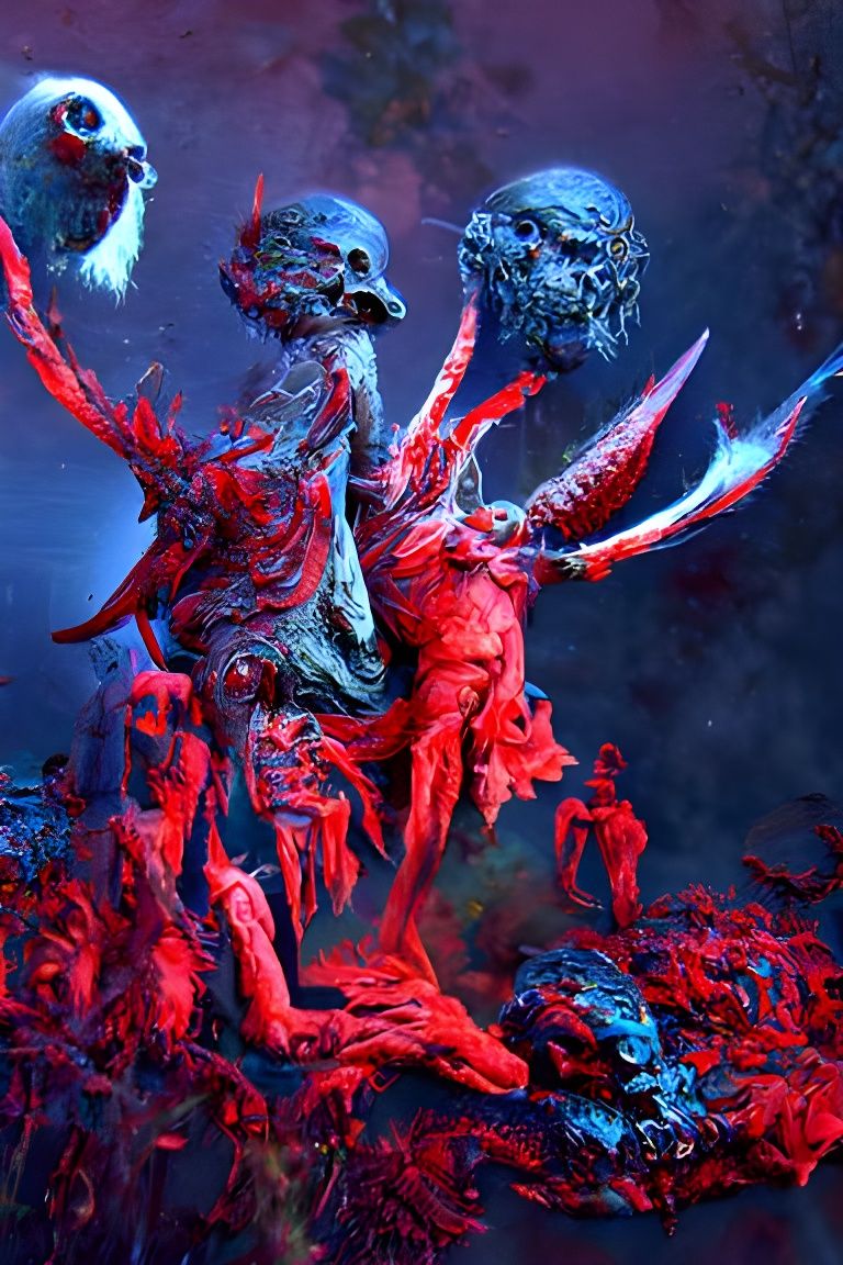 Demonic Night Attack in Moody Biopunk Diorama