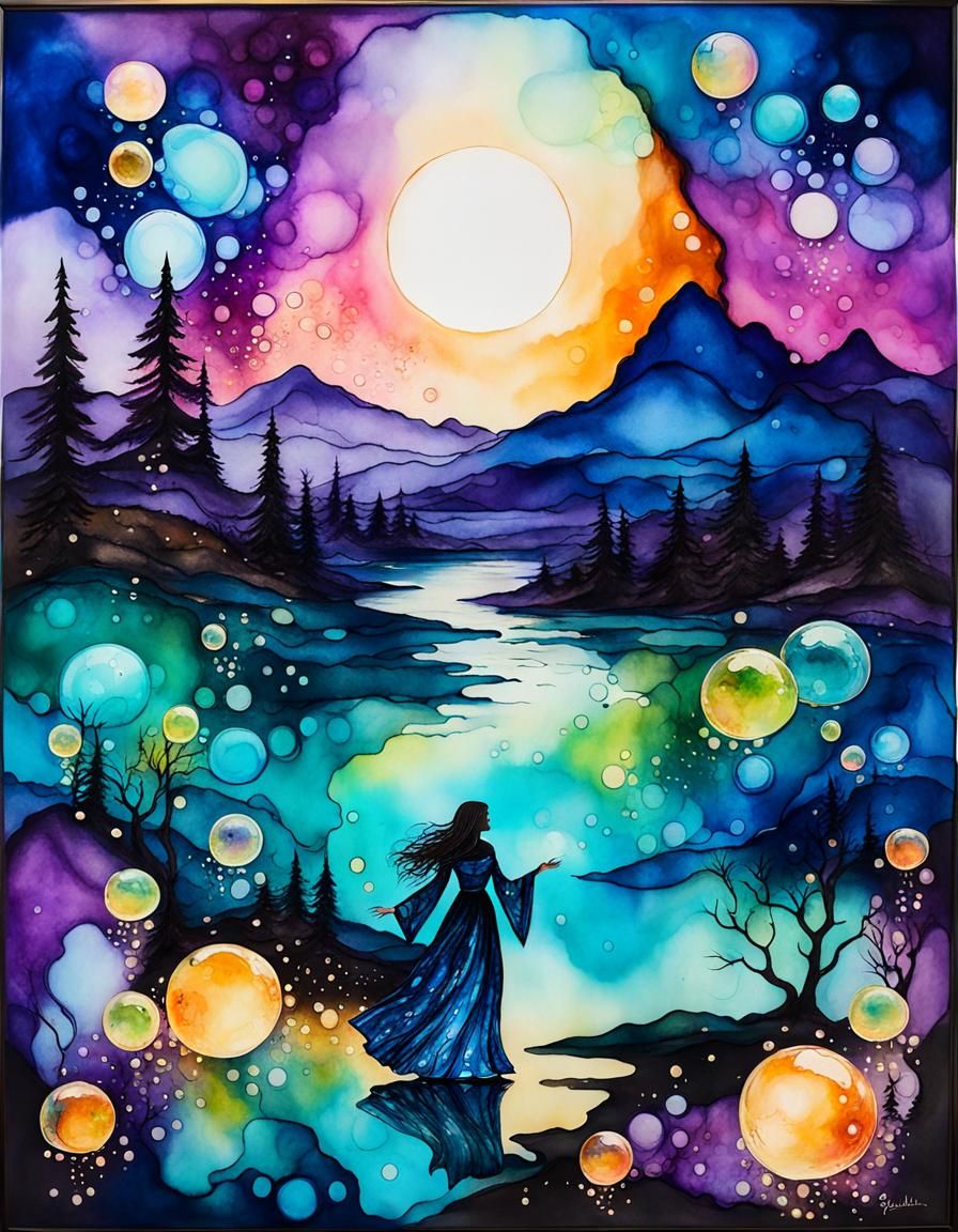 Otherworldly Enchantress Summons Spirit Bubbles in Twilight