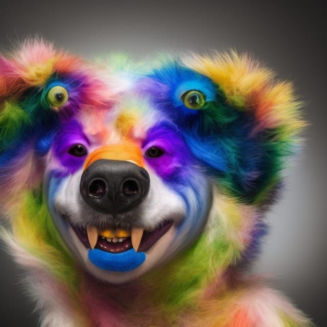Prismatic Clown Bear Hybrid, 3D Studio Portrait