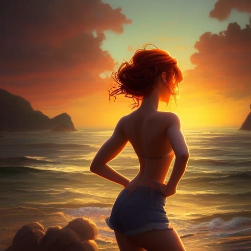 Pixar Style Sunset Portrait of a Woman