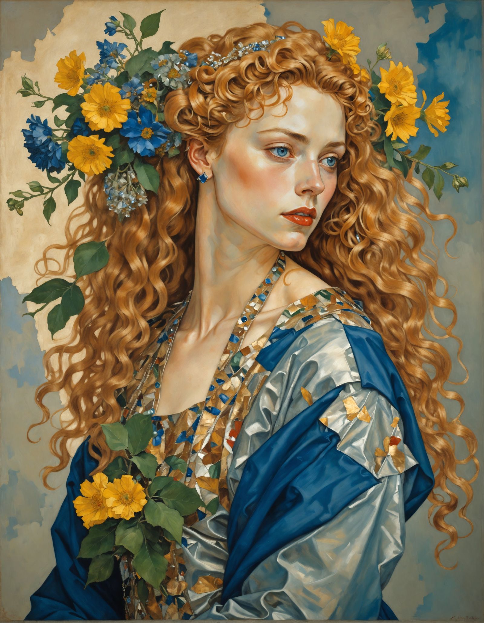 Classical painting of a beautiful female