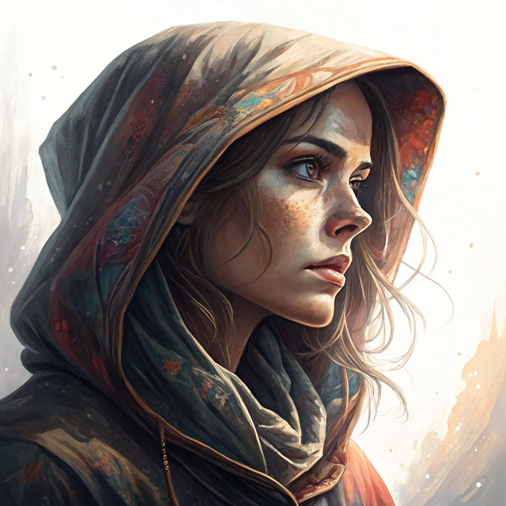 Hooded Woman Portrait with Dynamic Lighting