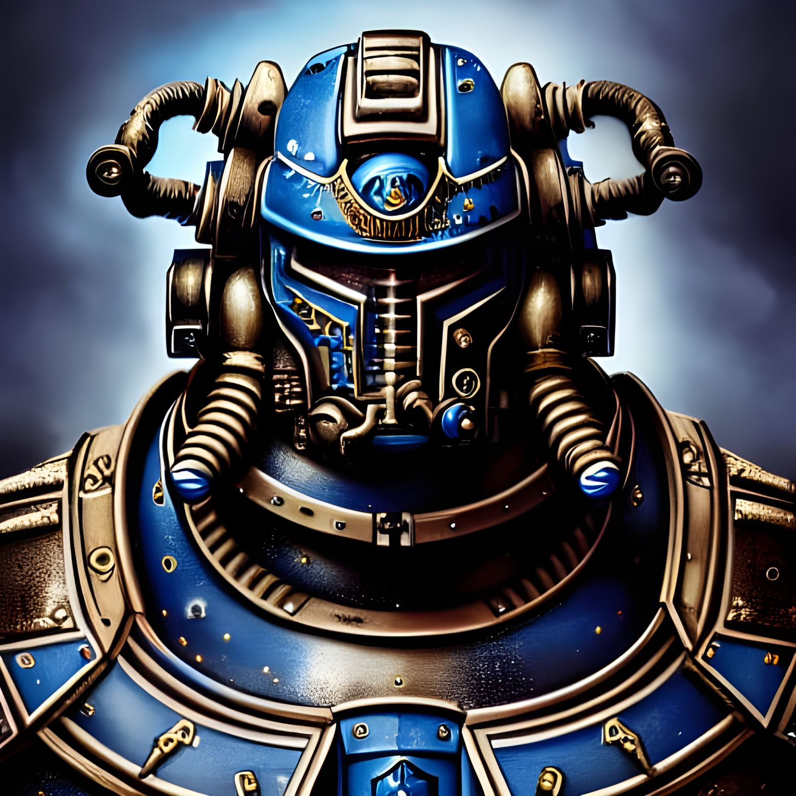 Space Marine in Intricate Power Armor, Digital Illustration