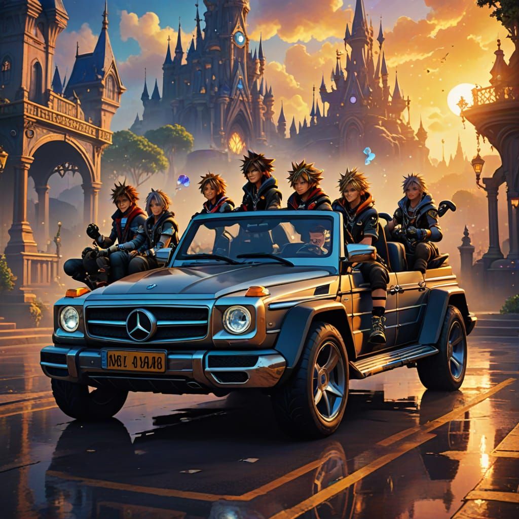 Fantasy Kingdom Hearts Characters Cruise in a Mercedes Benz