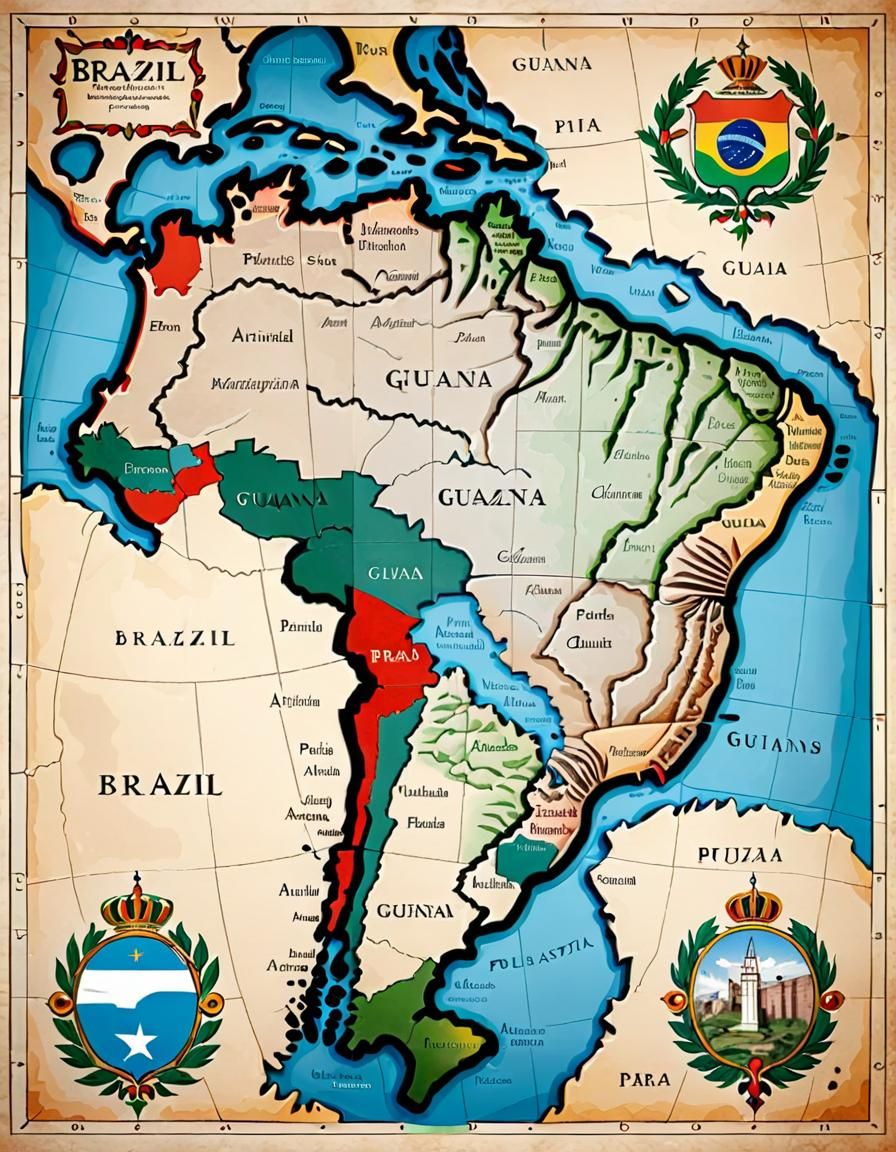 Brazil Map in Medieval Cartography Style