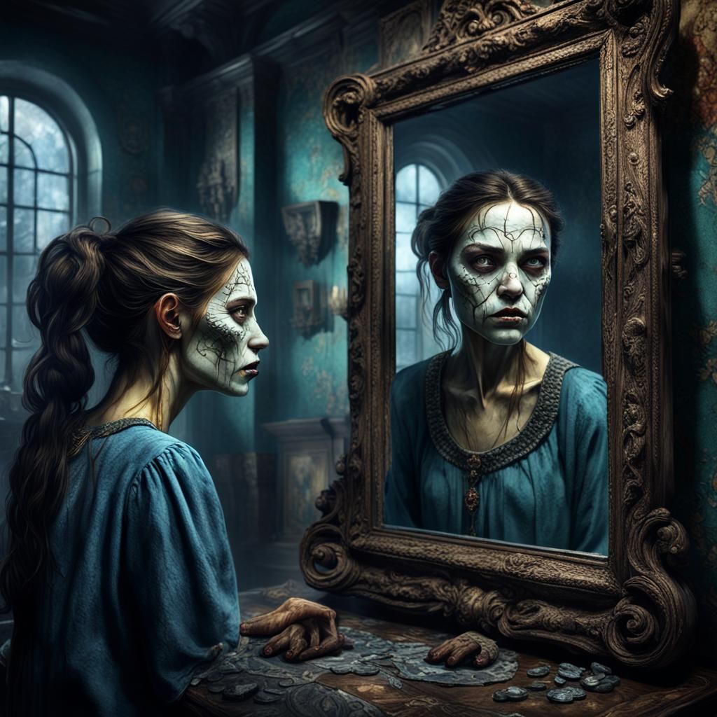 She once was beautiful, and as she looks at her reflection i...