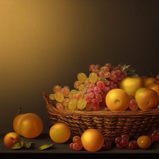 Fruit Basket Still Life in Baroque Style