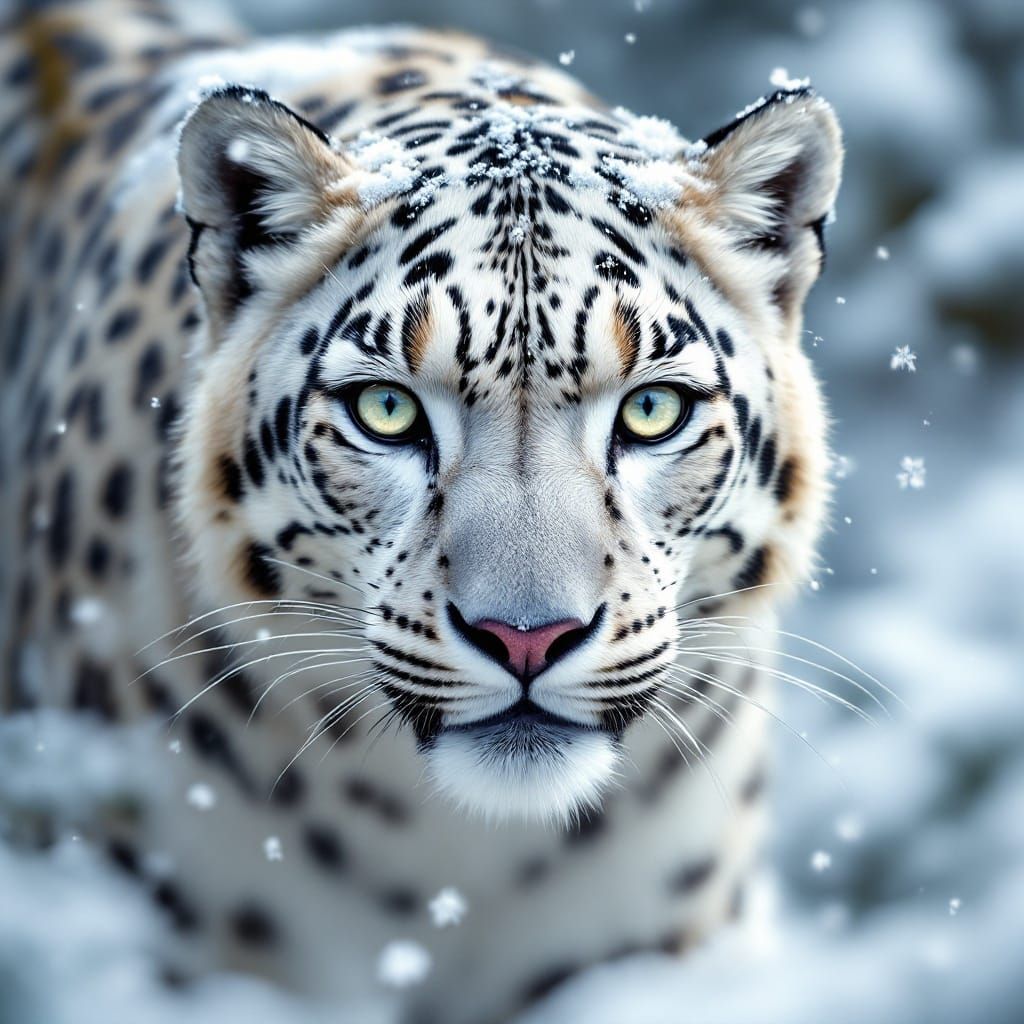 Majestic White Leopard in Photorealistic Portrait