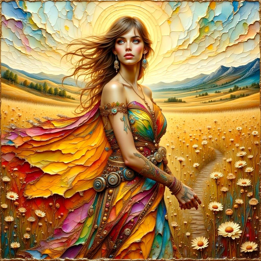 Gypsy Soul Portrait as Impasto Oil Painting