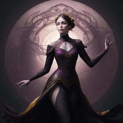 Elegant Ballerina in Maroon Gown: Dark Fantasy Art