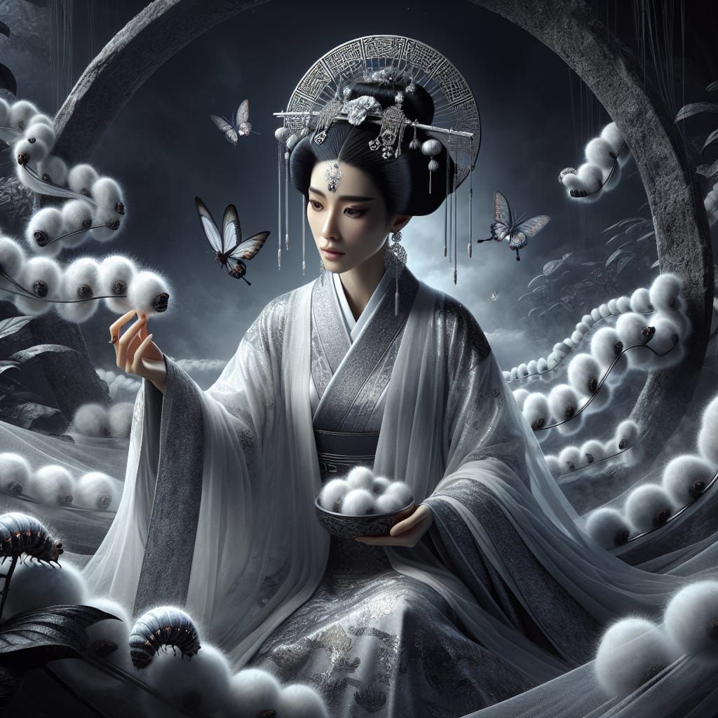Enchanting Goddess of Silk in Dark Fantasy Setting