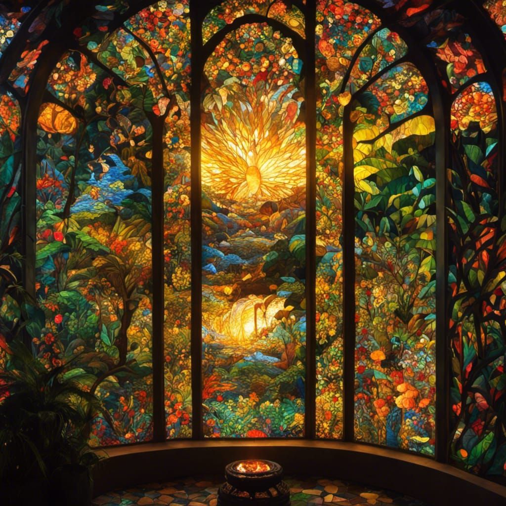 Nature's Surreal Stained Glass Mosaic in Vivid Colors