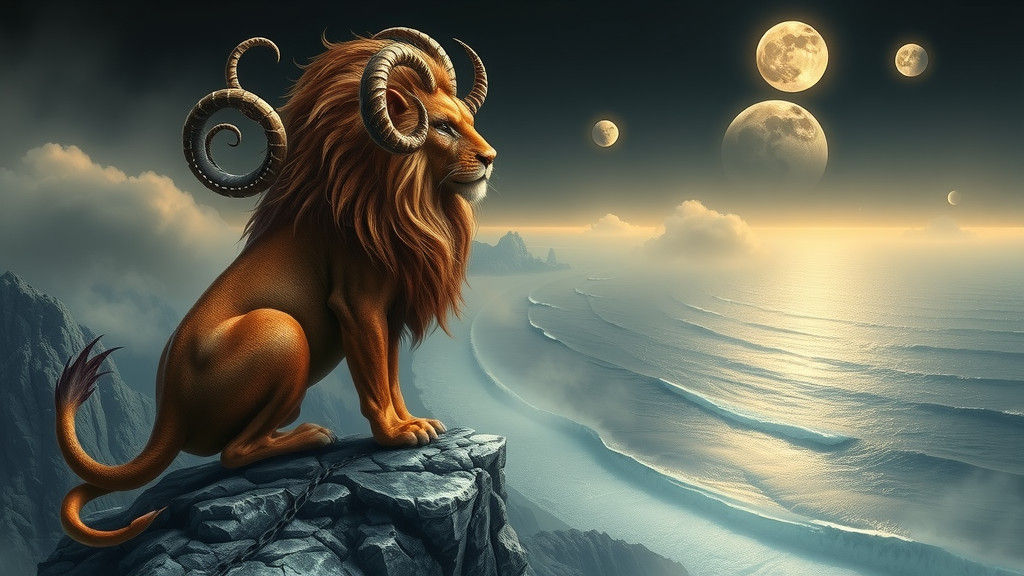 Lion-Like Alien Surveys Kingdom in Oil Painting Style