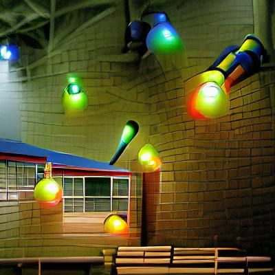 Night Park Scene with Vibrant Lights