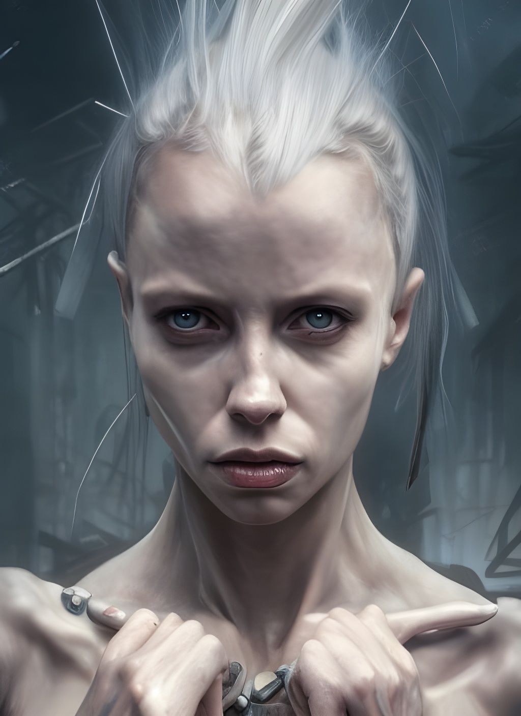 Cyborg Yolandi Visser in Dystopian Wasteland Portrait
