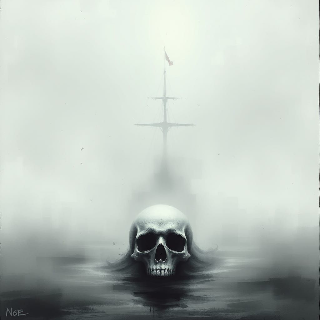 Ghost Ship Emerges from Eerie Fog on the Sea