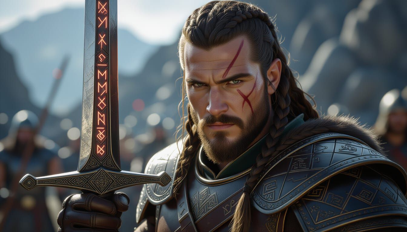 Asgard Warrior Portrait in Hyperrealistic Style