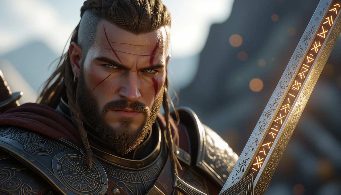 Asgard Warrior Portrait in Hyperrealistic Style