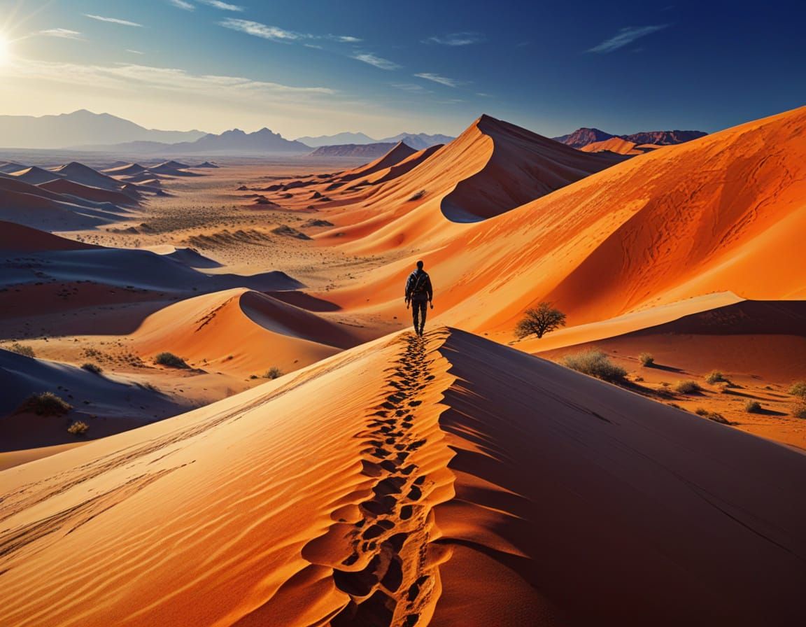 Majestic Sahara Desert Landscape in Vibrant Oil Painting