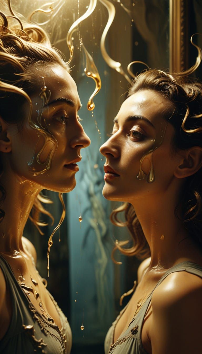 Ethereal Woman in Whispers of Mist, a Dreamlike Surrealist M...