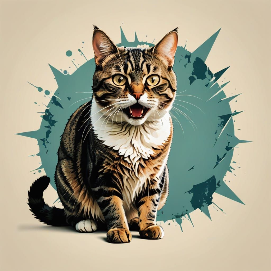 Organic Dadaism Cat Attack with Cut-Outs