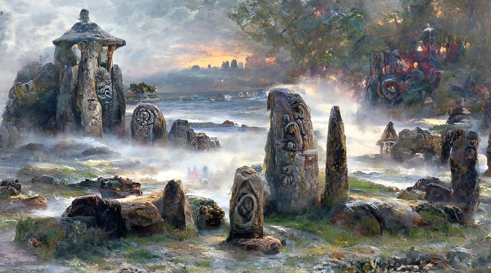 Megalithic Temple by the Sea in Fantasy Landscape