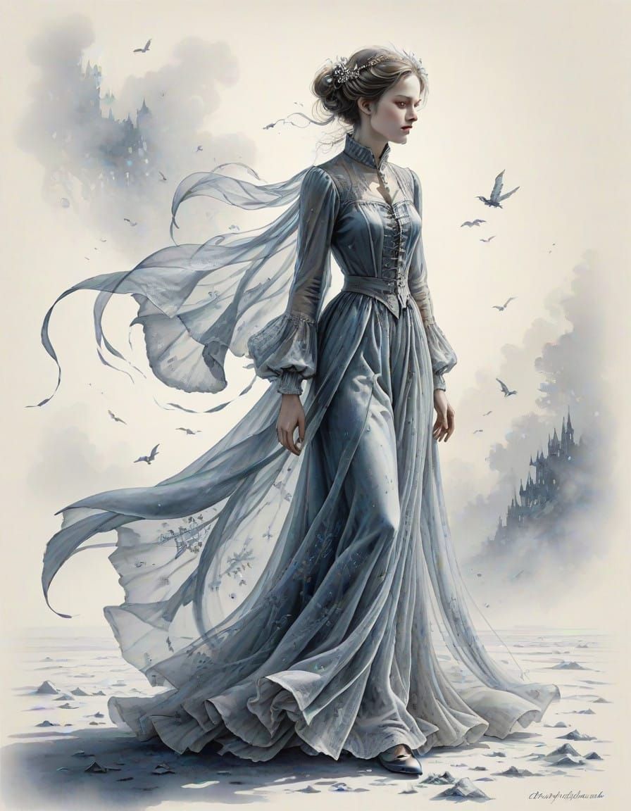 A Ghostly Woman in Ethereal Silks