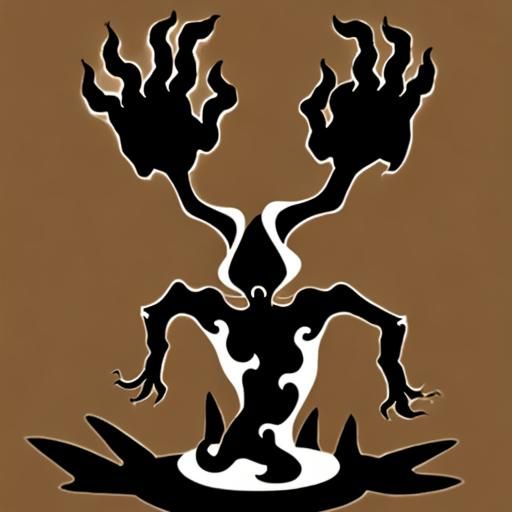 Creepy Shadow Monster Dances: Minimalist Line Art