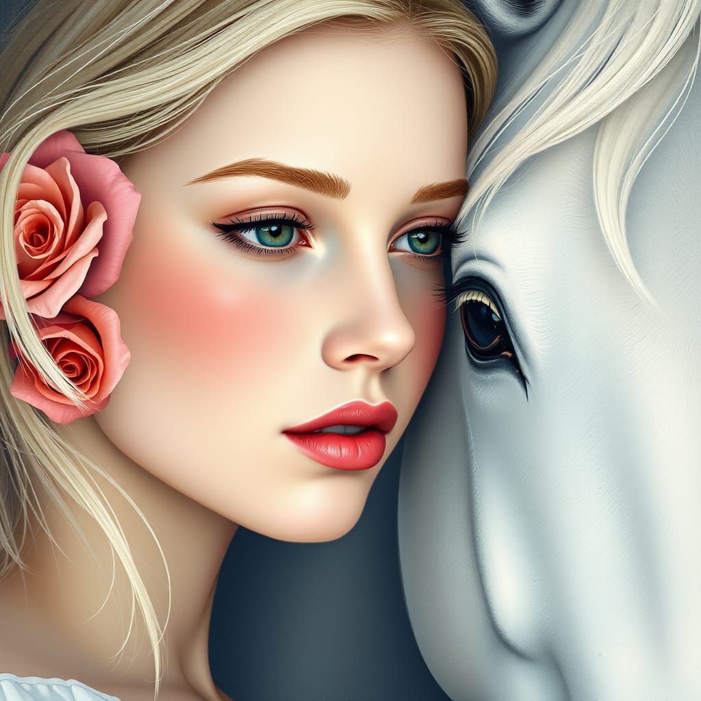 Ethereal Beauty Meets Majestic Steed in Dreamy Portrait
