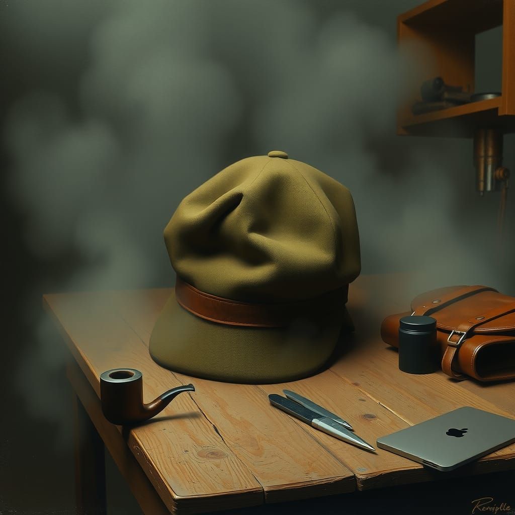 Surreal Deerstalker Hat in Dreamlike Morning Fog