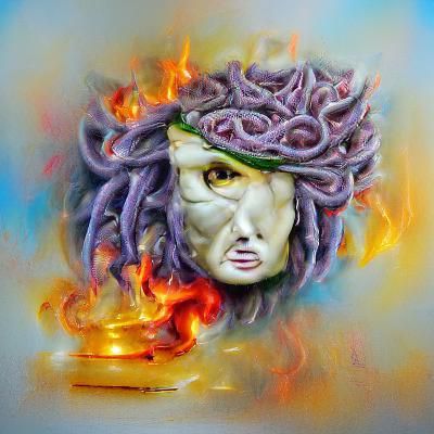 Fiery Medusa Head: 8K 3D Digital Illustration