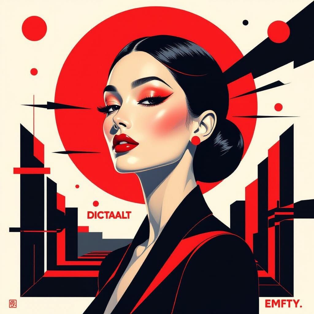 Futuristic Abstract Woman Portrait with Bauhaus Design