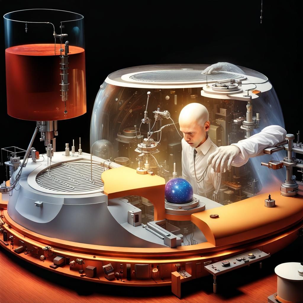 Futuristic Lab: Scientist in a Magical, Surreal Realm