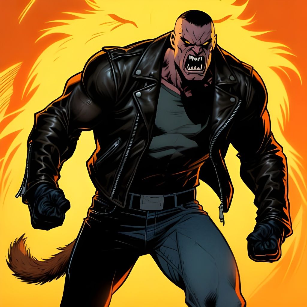 Furious Man in Comic Book Style with Animalistic Glow