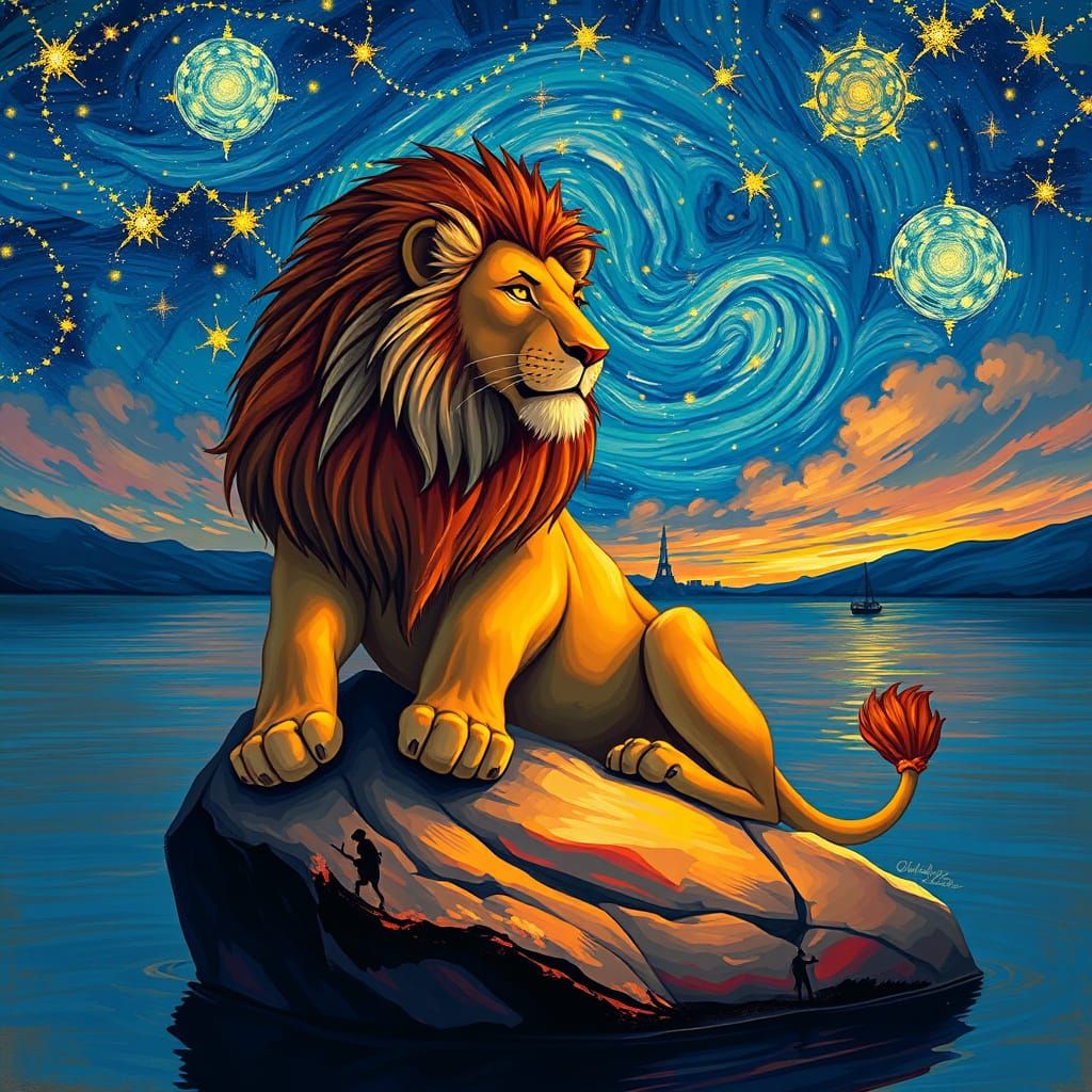 Lion King Simba Gazing at Starry Sky