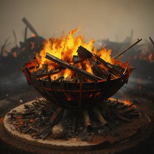 Fiery Sci-Fi Conflagration in Vintage 3D Diorama