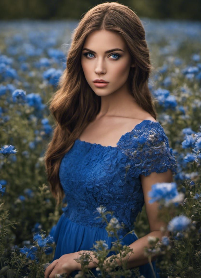 Hyperrealistic Portrait in Field of Flowers