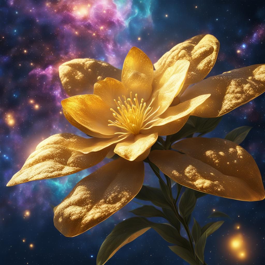 Golden Jasmine in Nebula Galaxy: Fantasy Concept Art