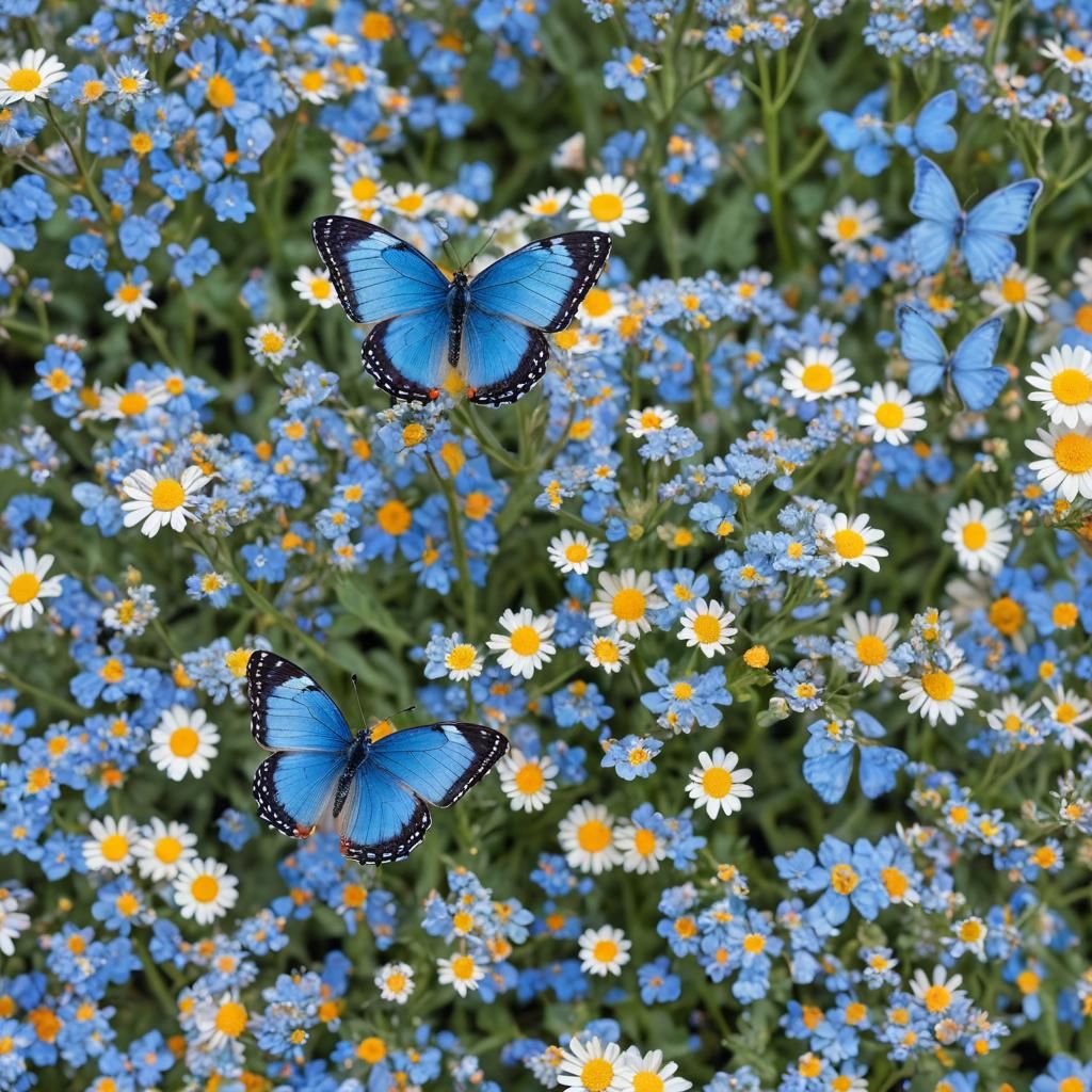 Detailed Close-Up Photo of Blue Butterfly
