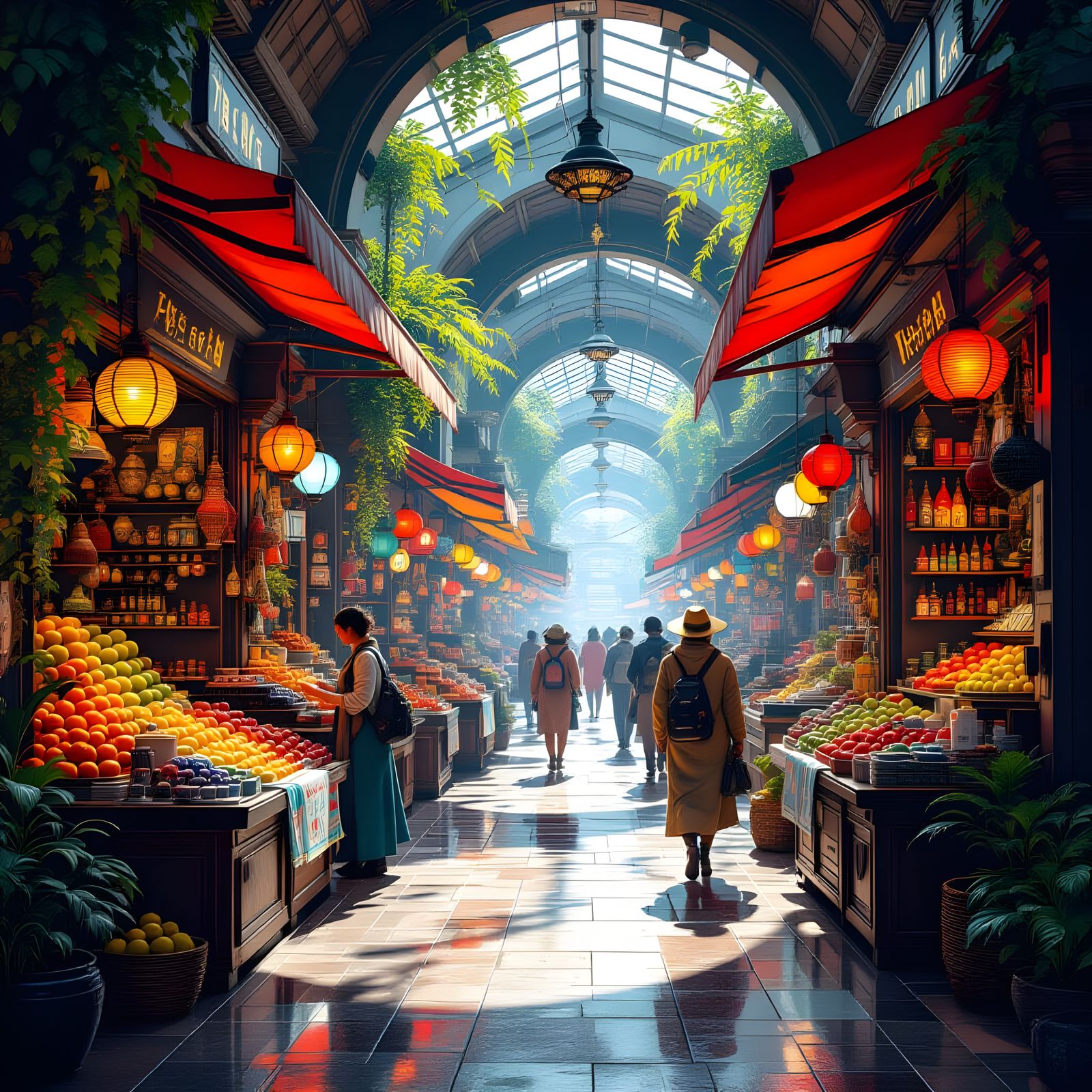 Futuristic Marketplace with Exotic Goods in Hyperrealistic S...