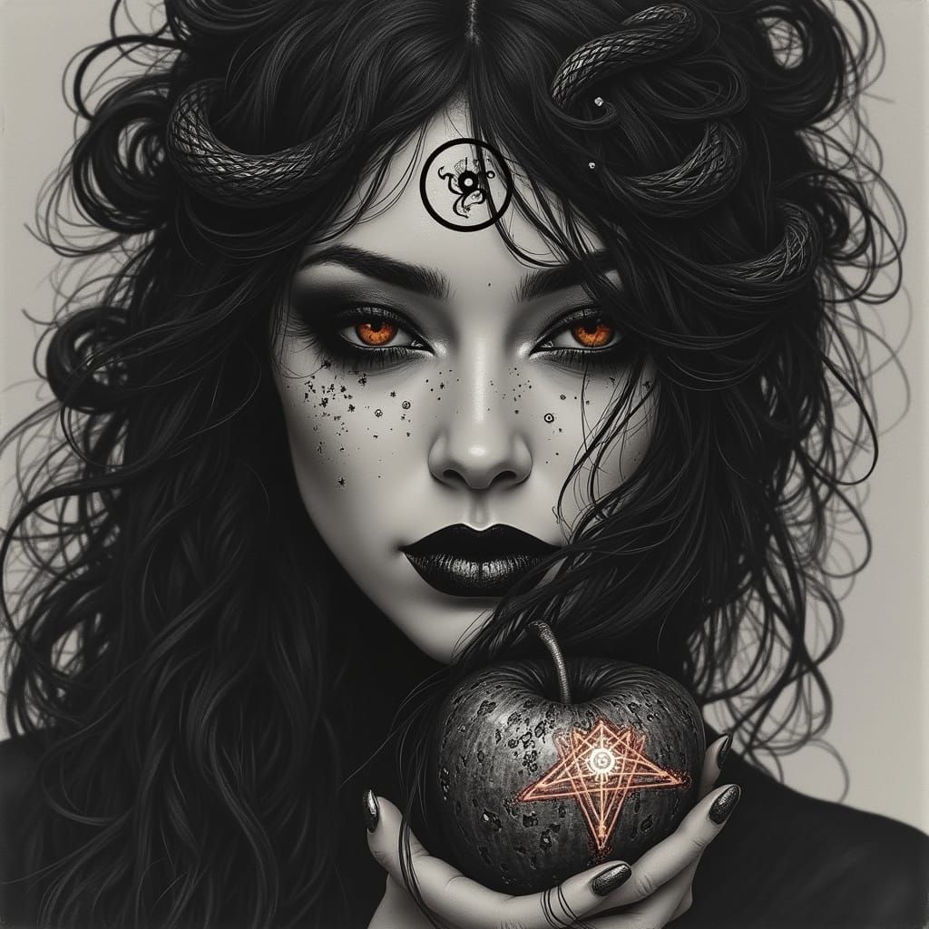 Lilith Tattoo Design with Serpent and Arcane Symbols