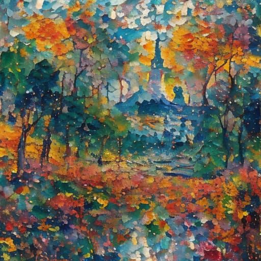 Vibrant Fauvist Landscape with Swirling Winds