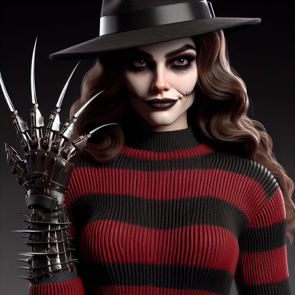 Terrifying Horror Icon with Razor Glove and Striped Sweater