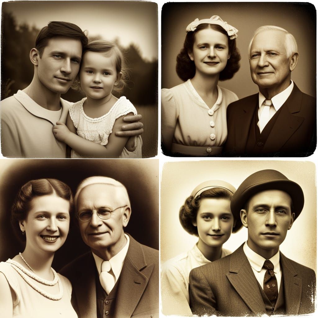 Nostalgic Sepia Photo of People in Vintage Clothing