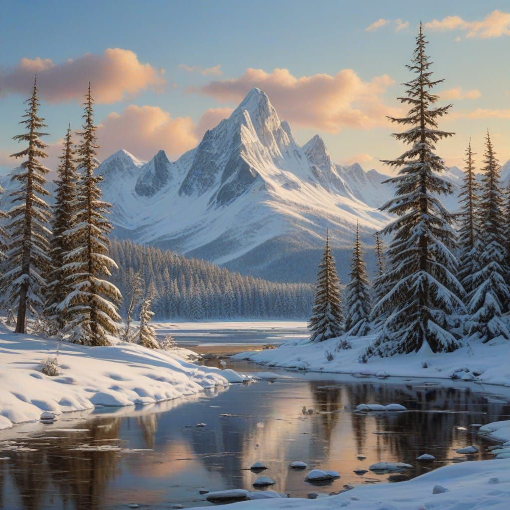 Winter Wonderland of Rugged Peaks and Frozen Serenity