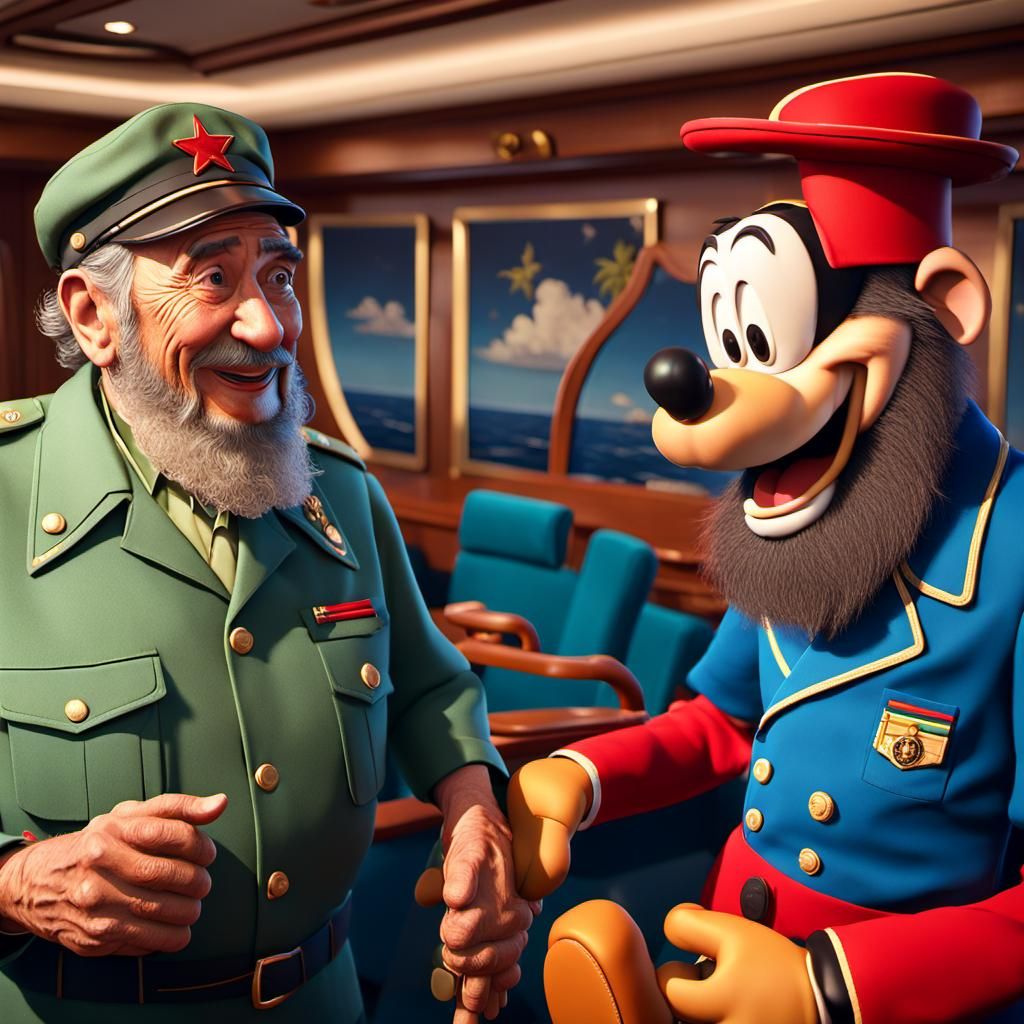Fidel Castro and Goofy on Cruise Ship